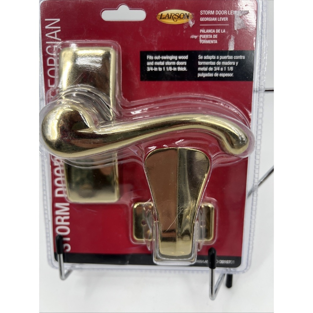 Larson Georgian Storm Door Lever Replacement Handle Polished Brass 1 3/4" Space